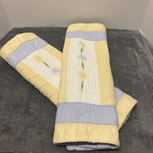 Quilted Shabby Chic Cottage Blue Yellow & White Vtg Pillow Shams Set Of 20x20